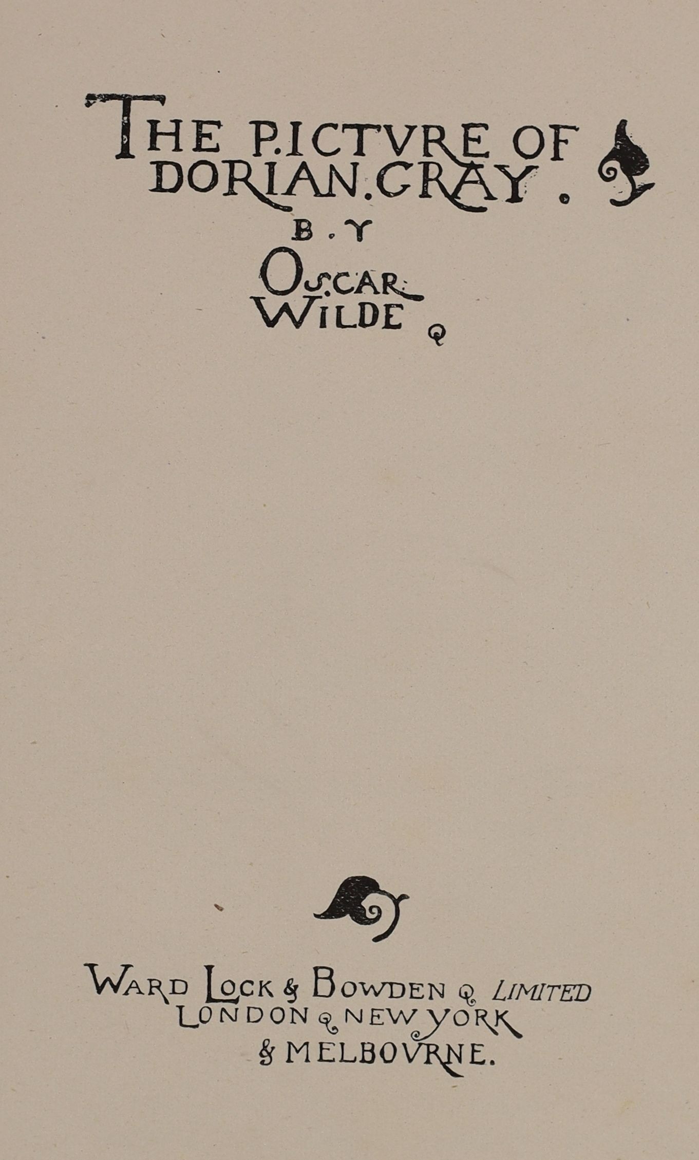 Wilde, Oscar - The Picture of Dorian Gray, 2nd edition, 8vo, quarter calf, with half title and 8pp of catalogue at rear, Ward, Lock & Bowden Ltd, London, [1895]